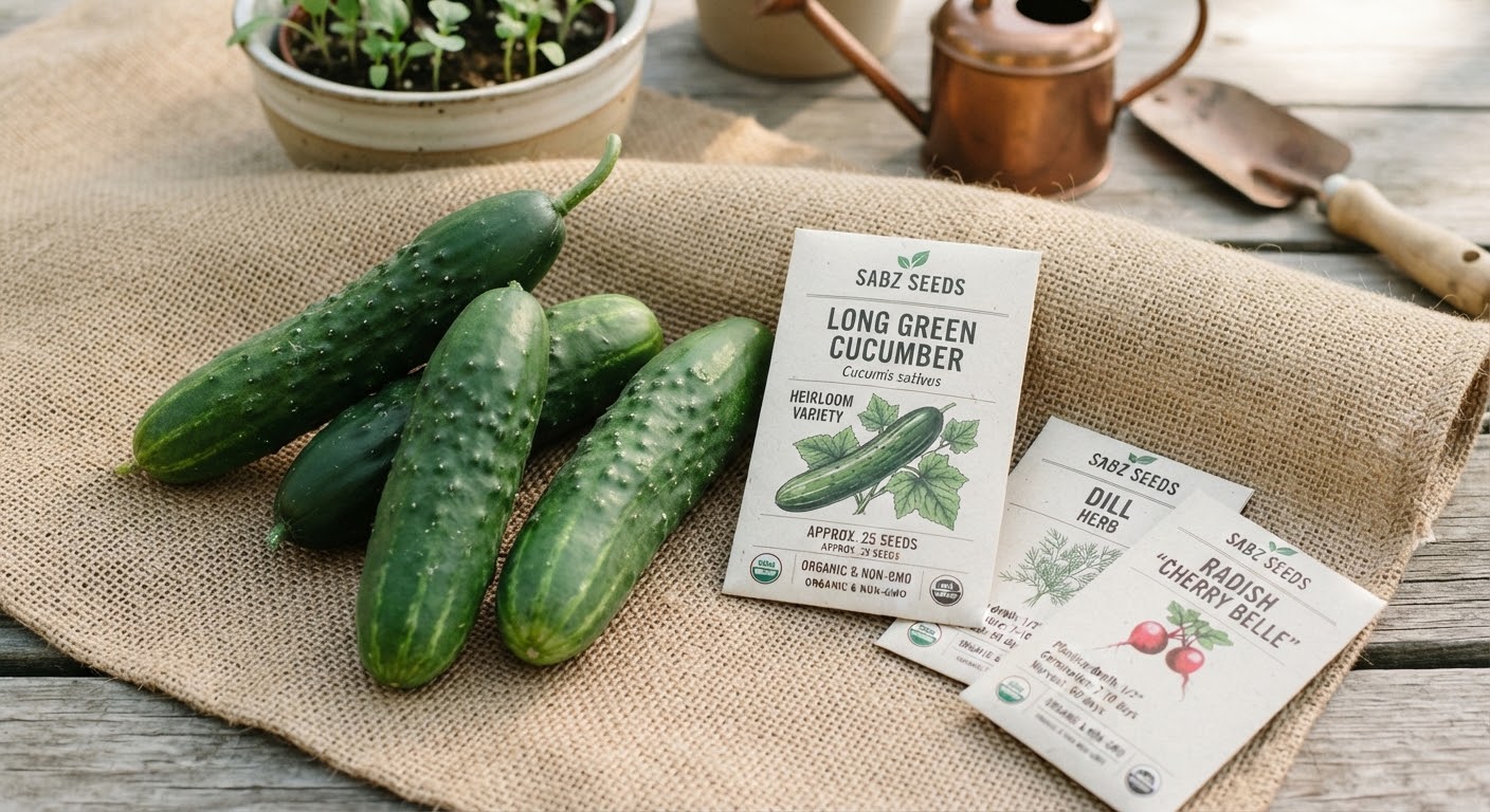 Cucumber Seeds - Long Green — Heirloom variety, approx. 25 seeds